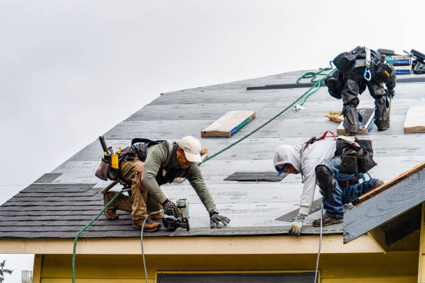Professional Gutter Installation technician working in Clifford, MI